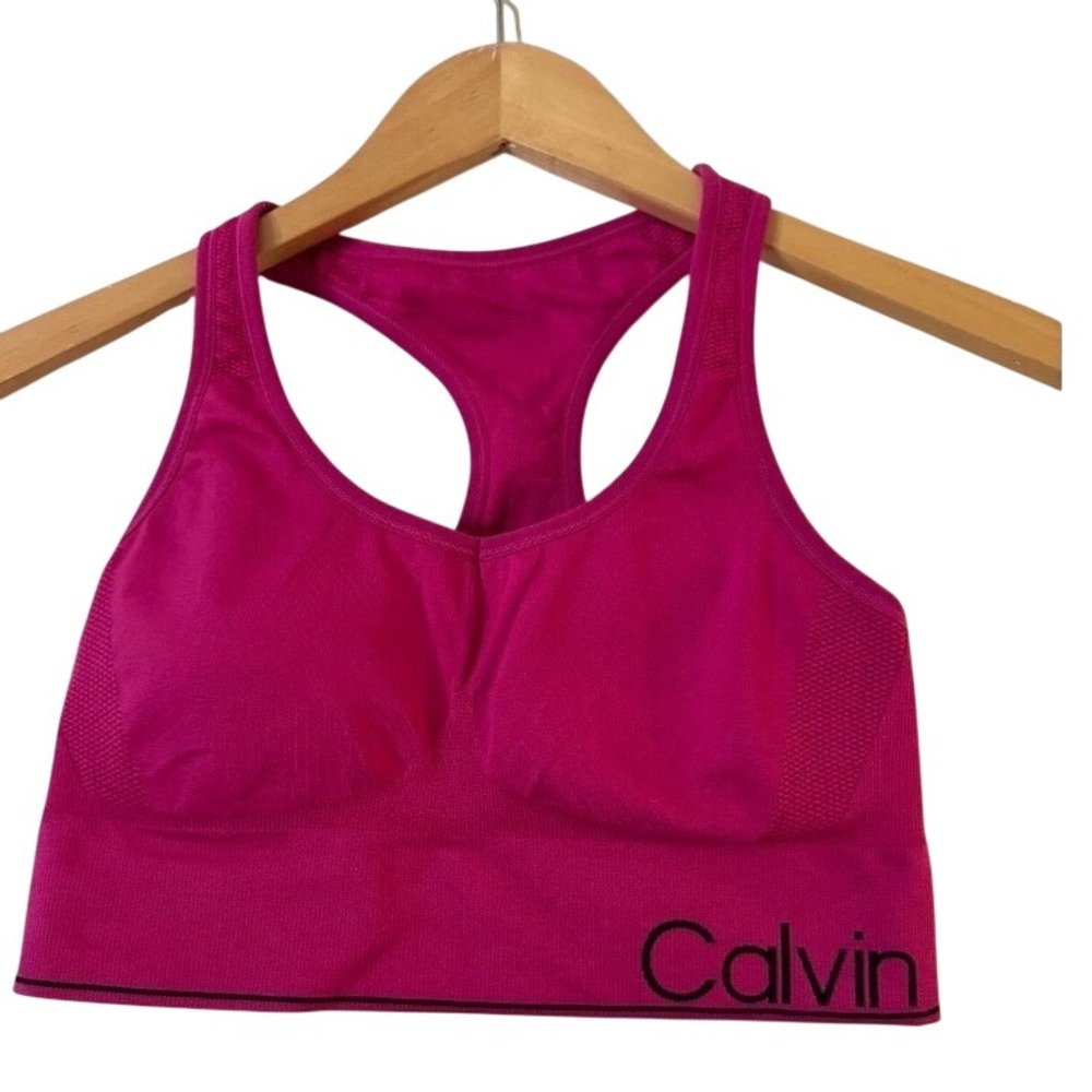 Calvin Klein Performance Pink Seamless Racerback Sports Bra NWT XL - Picture 3 of 6